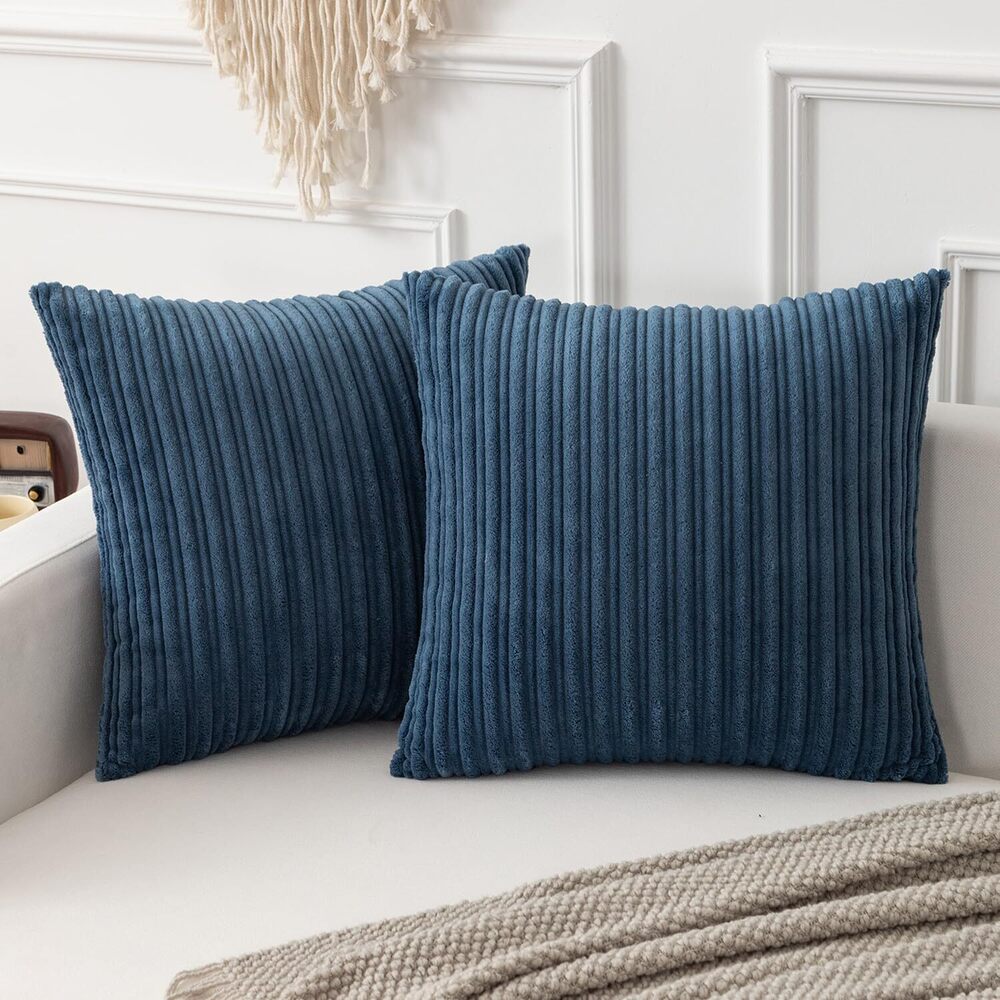 6254 Kevin Textile Throw Pillow Covers Soft Corduroy Decorative Set of 2